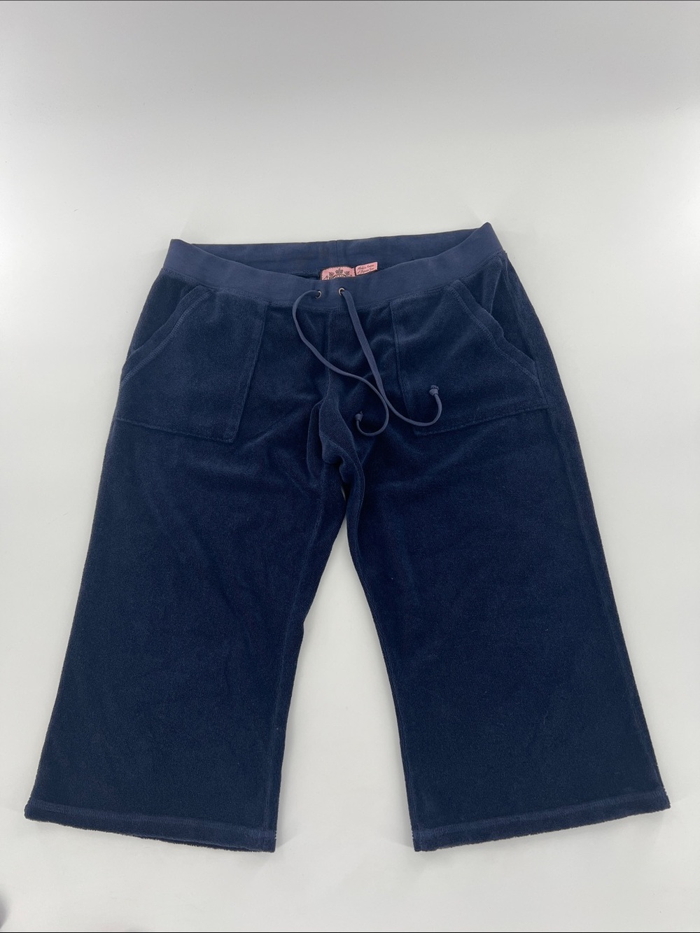 Vintage USA Made Juicy Couture Navy Terry Capri Sweatpants y2k Low Rise